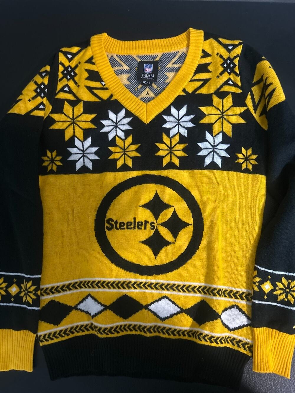 NFL Pittsburgh Steelers Women's V-neck Long Sleeve Ugly Christmas Sweater Small